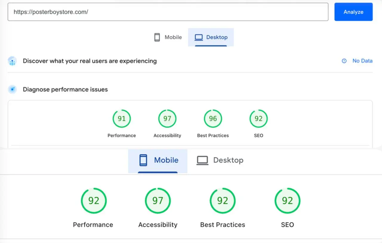 Website speed and performance audit from digital marketing portfolio project
